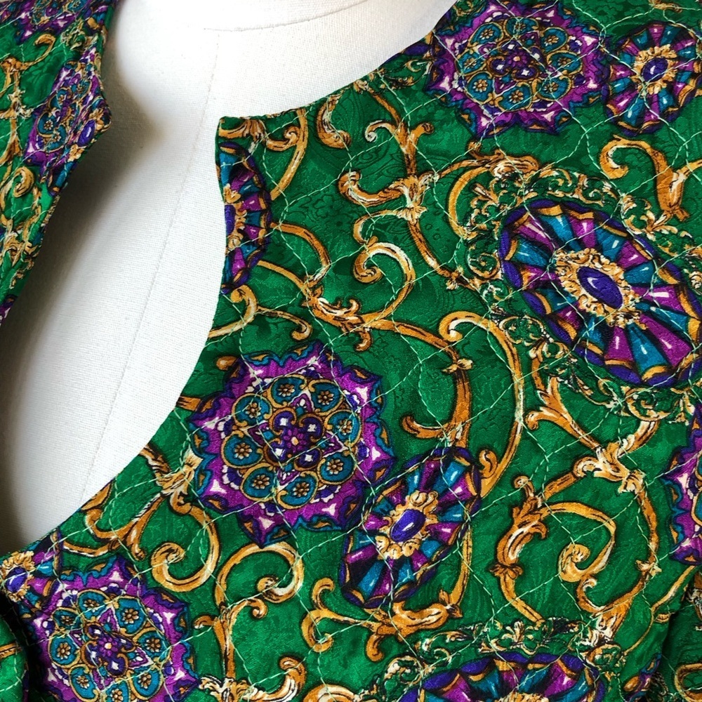 Vintage Emerald and Violet Brocade Blazer - Picture 4 of 8